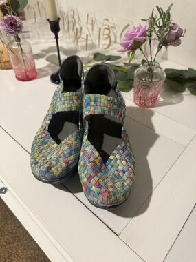 bernie mev. Pastel Multicolor Woven Wedge Shoes